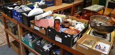 Lot 1107 - Quantity of assorted china, glassware and household items including costume jewellery (twelve...