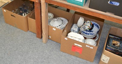 Lot 1123 - Three boxes of decorative ceramics including a Royal Doulton Burgundy dinner service, cut...