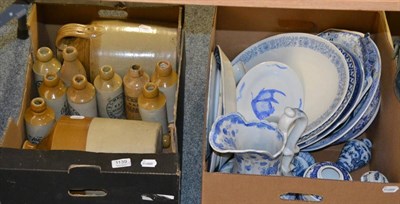 Lot 1139 - A quantity of blue and white ceramics including Chinese vases, meat dishes, a quantity of stoneware