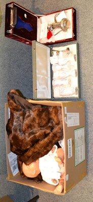 Lot 1161 - Possibly squirrel/ rabbit fur coat in scalloped design, assorted white linen and textiles,...