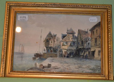 Lot 1175 - A 19th century watercolour of a small coastal town harbour and another similar