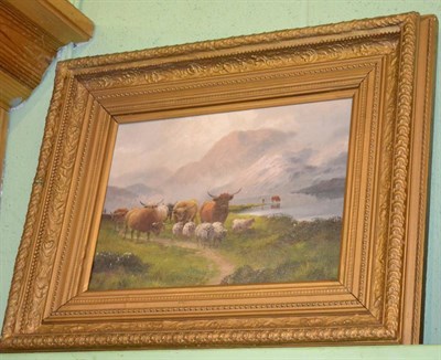 Lot 1181 - H R Hall (19th century), 'A Highland Drove', signed, inscribed verso, oil on canvas