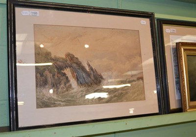 Lot 1185 - Circle of John Falconer Slater (1857-1937), choppy seas off a coastline, watercolour