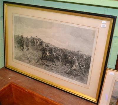 Lot 1192 - A large engraving ";Charge of the French Cuirassiers at Friedland"; after Meissonier, signed in the