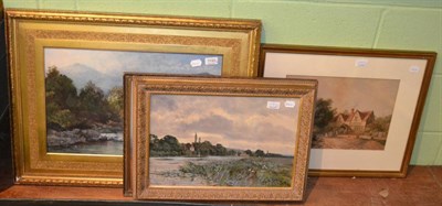 Lot 1193 - Robert Winchester Fraser, watercolour of a river, ";Bisham";; a watercolour of a moorland...