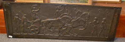 Lot 1194 - An early 20th century pewter relief titled ";The War Chariot"