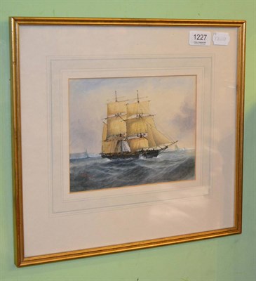 Lot 1227 - Robert Moore, masted ship at sea, signed, watercolour