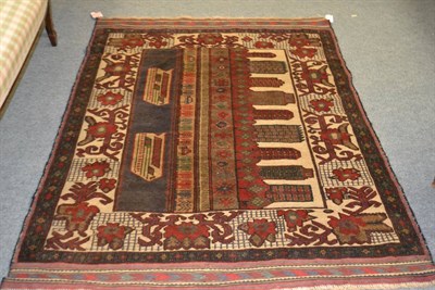 Lot 1234 - Afghan ";city"; mixed technique rug, the field depicting skyscrapers, cars and boats enclosed...