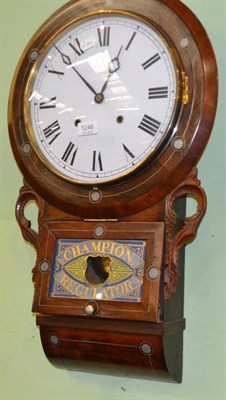 Lot 1246 - A 19th century rosewood cased drop dial wall clock, the circular face white painted with Roman...