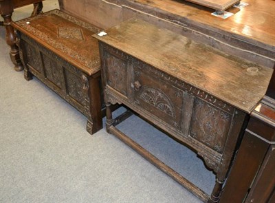 Lot 1287 - A food cupboard and a Jacobite revival coffer