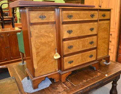 Lot 1290 - Reproduction mahogany and satinwood dwarf sideboard