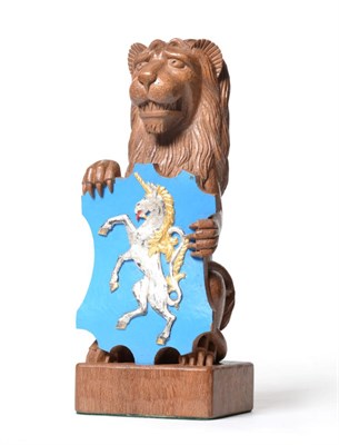 Lot 702 - Stan  "Woodpecker " Dodds (1928-2012): A Carved Oak Model of a Lion, mounted on a wooden plinth...