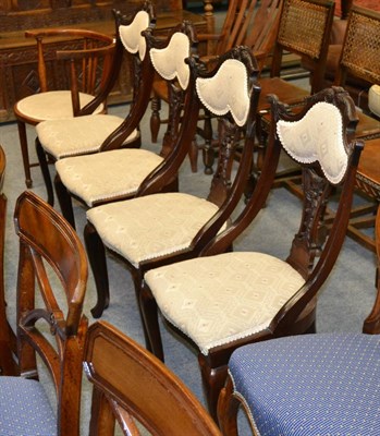 Lot 1322 - Set of four Art Nouveau style mahogany dining chairs and a tub chair