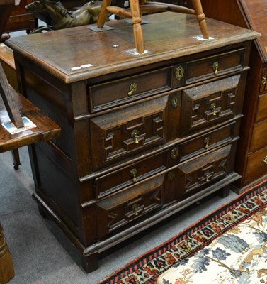 Lot 1333 - A late 17th century oak chest of drawers