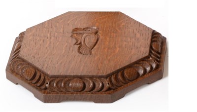 Lot 706 - Stan  "Woodpecker " Dodds (1928-2012): A Carved Oak Teapot Stand, of octagonal from with...