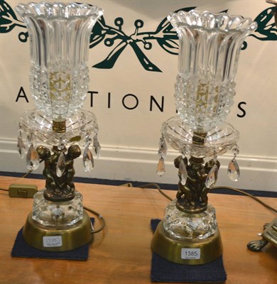 Lot 1385 - A pair of Austrian crystal lamps