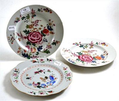 Lot 18 - Three Chinese famille rose plates