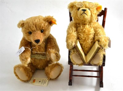Lot 25 - Modern Steiff Centenary light brown mohair teddy bear with growler, and Danbury Mint medallion...