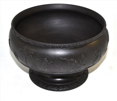 Lot 45 - Wedgwood black basalt pedestal bowl decorated with a band of classical figures