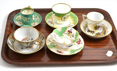 Lot 49 - Five 19th century cabinet cups and saucers including Worcester and a Continental example