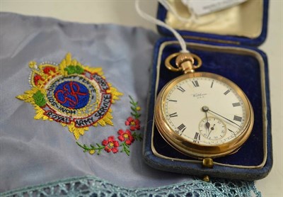 Lot 60 - Waltham gold plated pocket watch and handkerchief