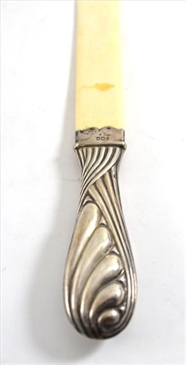 Lot 86 - Early 20th century silver handled ivory page turner