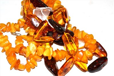Lot 88 - Two strands of amber beads