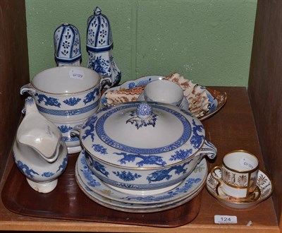 Lot 124 - A Spode Ironstone part service and other plates; a French coffee can and saucer with landscape...