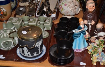 Lot 158 - A Portmeirion coffee service, Goebels friar condiment set, Goebels figure of a lady, jasperware...