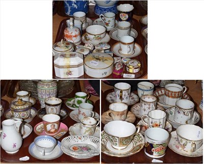 Lot 162 - Three trays of assorted Continental cabinet cups and saucers, decorative boxes and covers etc