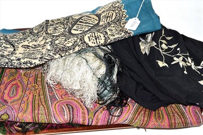 Lot 168 - Paisley shawl, 'Cameronian' commemorative shawl and a piano cover