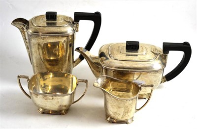 Lot 178 - A silver four piece tea set