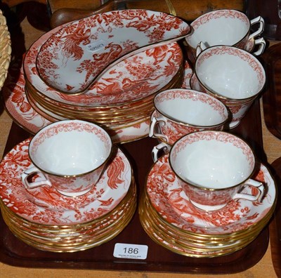 Lot 186 - Royal Crown Derby ";Red Aves"; pattern tea and dinner wares