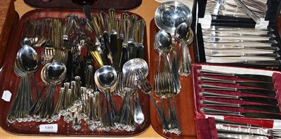 Lot 189 - Plated suite of table cutlery including two cased sets of fish eaters