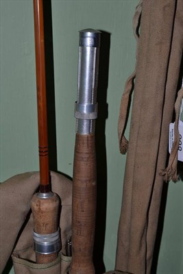 Lot 228 - Four various fishing rods including a Sharpe cane rod