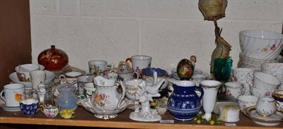 Lot 244 - Shelf of assorted decorative cabinet cups and saucers, ceramics etc