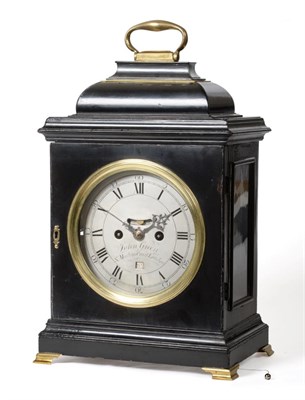 Lot 741 - An Ebony Veneered Striking Table Clock, signed John Green, St Martins Court, London, circa...