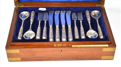 Lot 253 - A cased silver canteen of cutlery