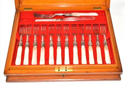 Lot 257 - A cased plated canteen of cutlery