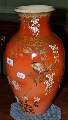 Lot 260 - A late Satsuma vase decorated with finches