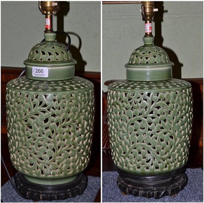 Lot 266 - Pair of Chinese lamps