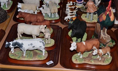 Lot 286 - Border Fine Arts Studio 'Cattle Breeds' figures comprising: 'Aberdeen Angus Cow & Calf', model...