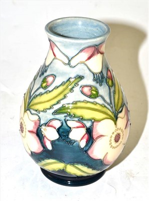 Lot 302 - Moorcroft special edition white rose pattern vase, signed by John Moorcroft, original box, with...