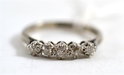 Lot 321 - A diamond five stone ring stamped ";18CT PLAT"