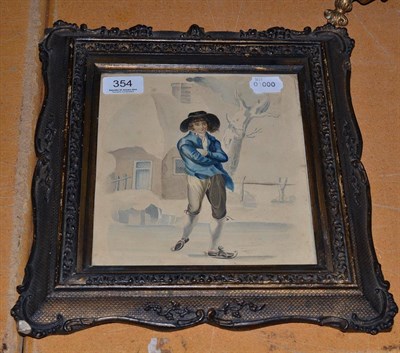 Lot 354 - Framed Watercolour 'Ice Skater'