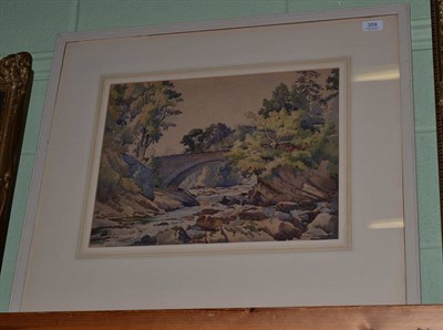 Lot 359 - J Barrie Robinson, Dochart Bridge, Killin, Perthshire, watercolour