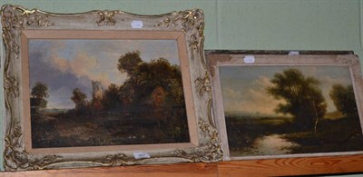 Lot 367 - English School (late 19th century), a wooded river landscape, oil on canvas; together with...