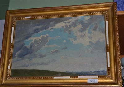 Lot 383 - Attributed to George Frederick Cotman (1850-1920) extensive landscape, bears inscribed label...