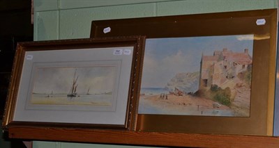 Lot 392 - W L Goddard ";Staithes";, signed and dated 1899, watercolour together with a further marine...