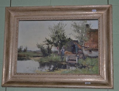 Lot 407 - Arie Zwart (Dutch 1903-1981), oil landscape with figure